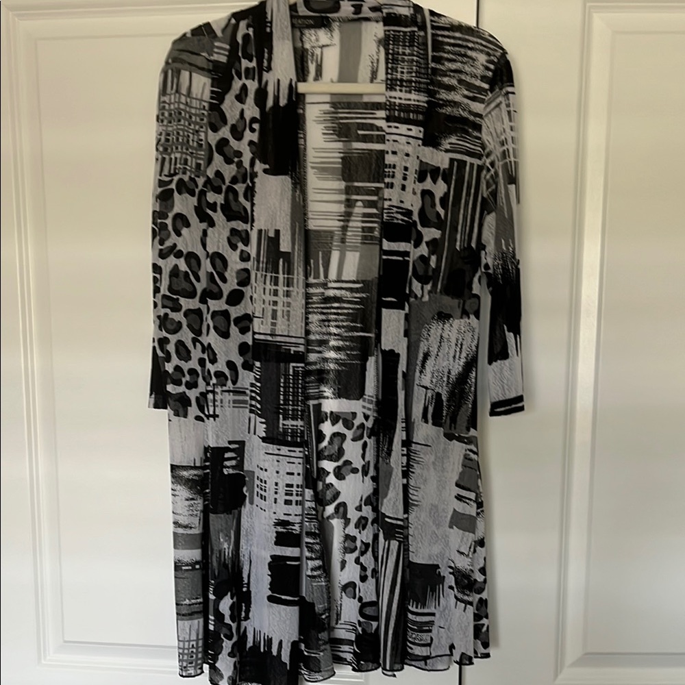Black and Gray Patterned Cardigan